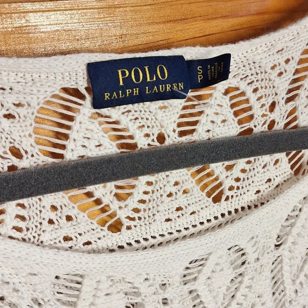 Polo Ralph Lauren Pointelle-Knit Boatneck poncho sweater oversized Boho crochet
